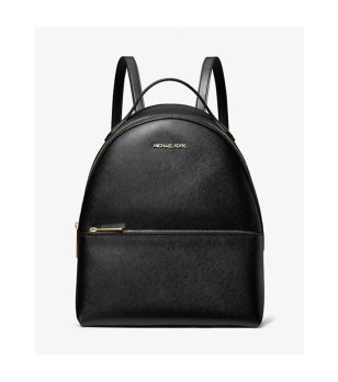 Дамска черна кожена раница с цип снимка