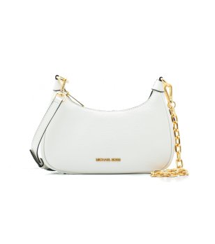 Бяла дамска чанта с верижка и цип снимка