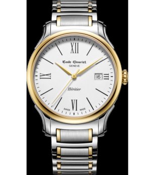 Мъжки механичен часовник в сребристо и златисто снимка