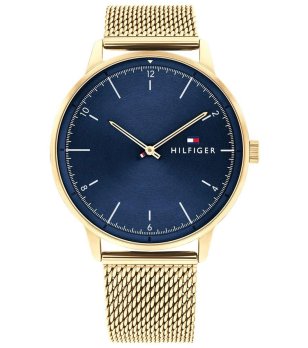 Мъжки аналогов часовник в златисто и тъмносиньо снимка