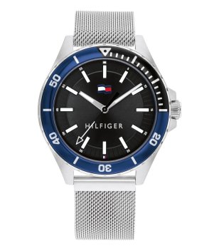 Мъжки аналогов часовник в сребристо с черен циферблат снимка