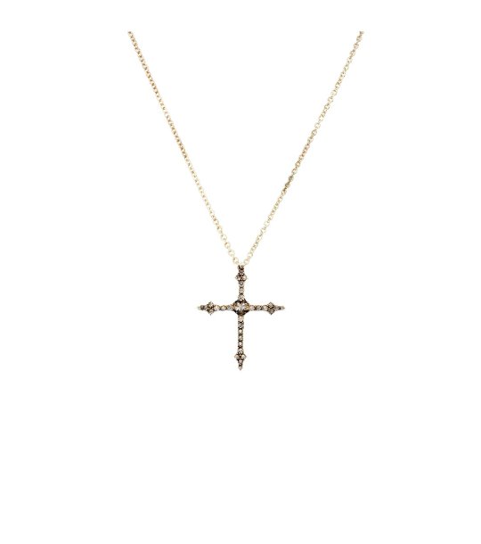 Дамско колие с кръст и камъни снимка