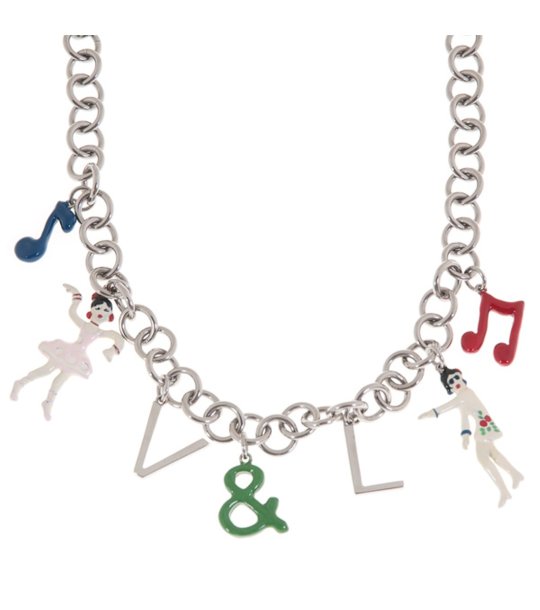 Сребристо дамско колие с висящи фигурки снимка