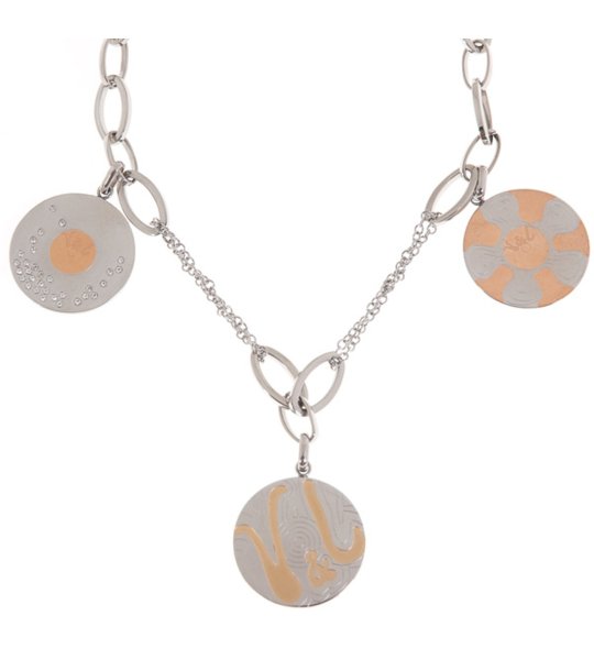 Дамско сребристо колие с кръгли детайли снимка