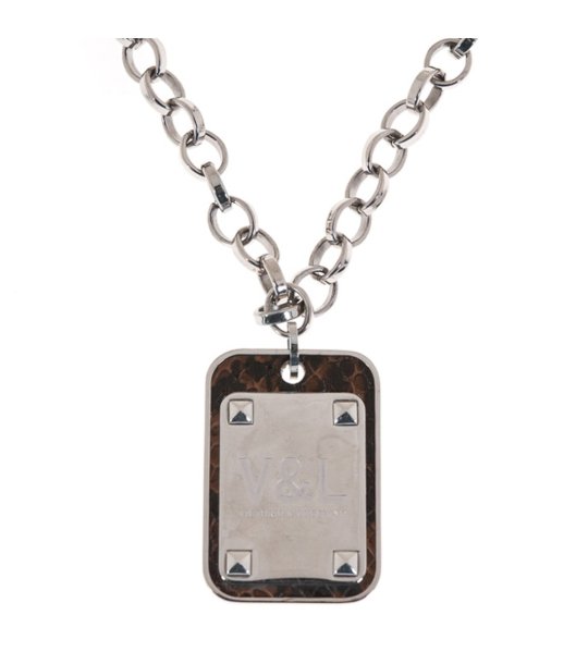 Дамско сребристо колие с плочка снимка