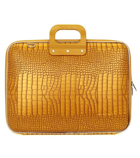Жълто куфарче за лаптоп с релеф снимка