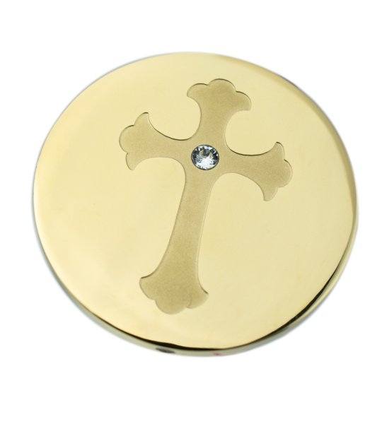 Златист медальон с кръст и камък снимка