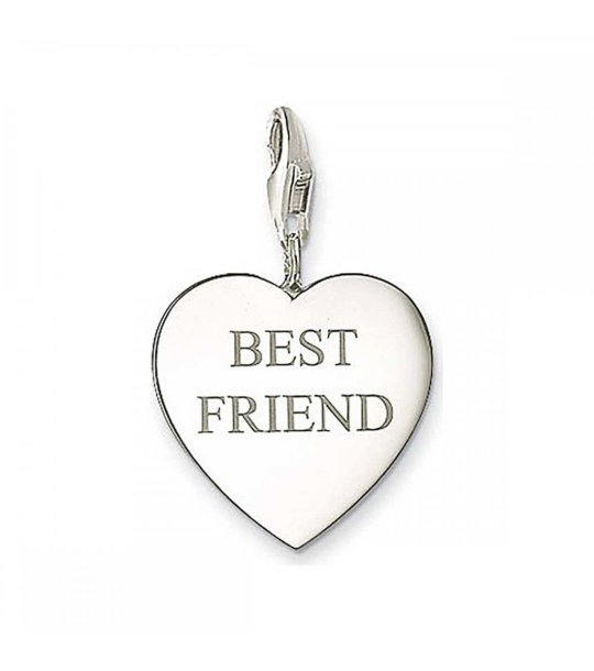 Сърцевиден медальон с гравиран надпис Best friends снимка