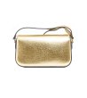 Дамска златиста малка чанта с капак-1 снимка