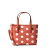 Дамска чанта в цвят керемида на точки-1 снимка