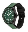 Автоматичен мъжки часовник в зелено и черно-1 снимка