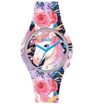 Аналогов многоцветен часовник с еднорози снимка