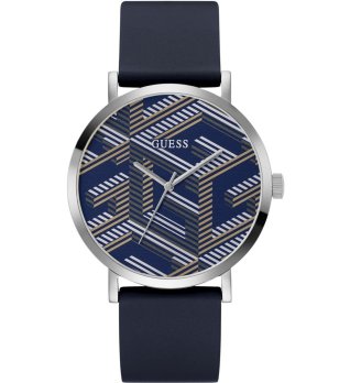 Мъжки часовник в синьо и сребристо с шарка снимка