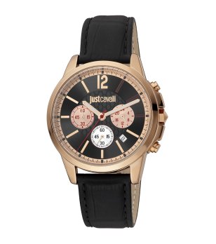 Мъжки аналогов часовник в розовозлатисто и черно снимка