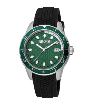 Аналогов часовник в сребристо и зелено с черна каишка снимка