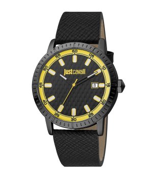 Кварцов мъжки часовник в черно и жътло снимка