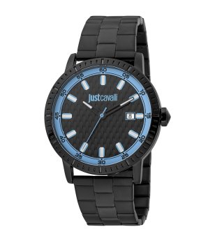 Аналогов часовник в черно и синьо снимка