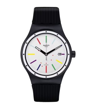 Автоматичен черен часовник с цветни индекси снимка