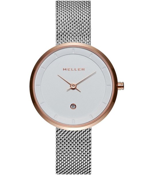 Дамски часовник в сребристо и розовозлатисто с аналогов дисплей снимка