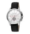Мъжки аналогов часовник в сребристо с черна кожена каишка-0 снимка