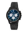 Мъжки аналогов часовник в черно със син циферблат-0 снимка