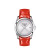 Дамски кварцов часовник в сребристо с червена каишка-0 снимка