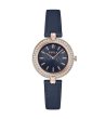 Дамски кварцов часовник в златисто и тъмносиньо с камъчета-0 снимка