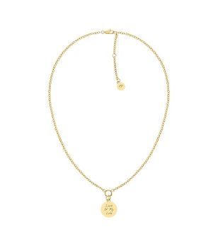 Златисто дамско колие с кръгъл медальон снимка