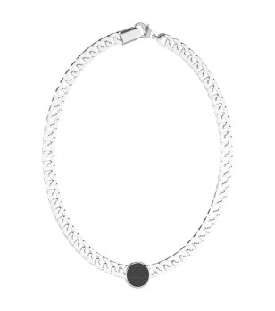 Мъжко сребристо колие с черен детайл снимка