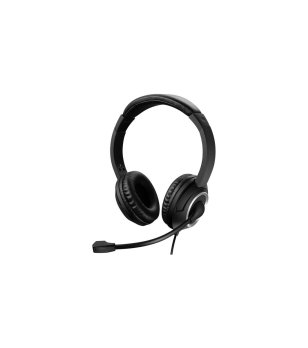 Стерео слушалки в черно с микрофон снимка