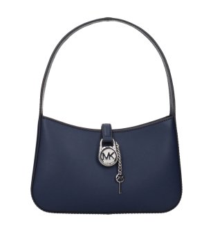 Елегантна дамска тъмносиня чанта с ключодържател снимка