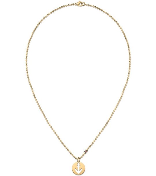 Колие в златисто с висулка котва снимка