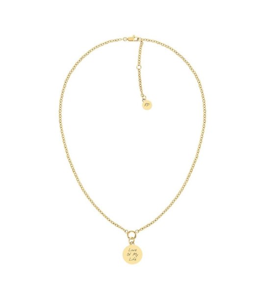 Златисто дамско колие с кръгъл медальон снимка