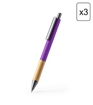 Комплект от 3 химикалки в лилаво PENTA снимка