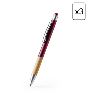 Комплект от 3 химикалки в червено OLTEN снимка