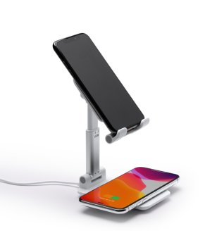 Поставка за телефон с безжично зарядно ZICUM в бяло снимка