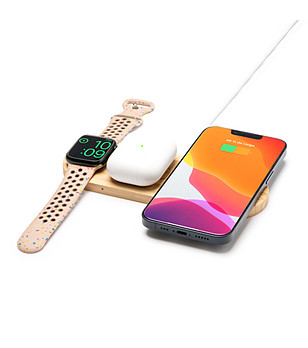 3-в-1 зарядна база от бамбук FERGUS 15W снимка