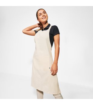 Бежова памучна готварска престилка TABER снимка