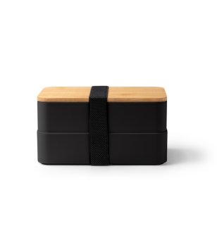 Черна кутия за обяд с две отделения и прибори JANEX снимка