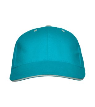 Детска памучна шапка с козирка в тюркоаз снимка