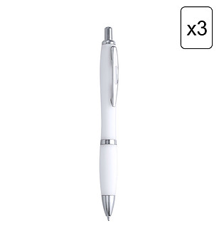 Комплект от 3 бели химикалки MERLIN снимка