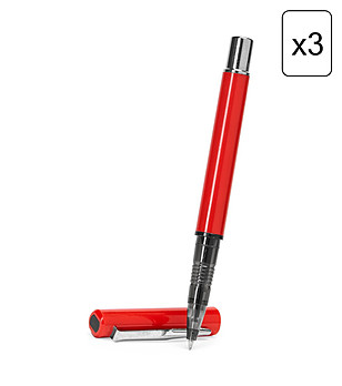 Комплект от 3 бр. червена ролер химикалка YAMA снимка