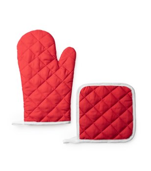 Кухненски комплект от ръкавица и ръкохватка в червено ENEKO снимка