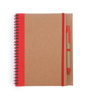 Тетрадка със спирала и твърди корици в бежово и червено ALANI снимка