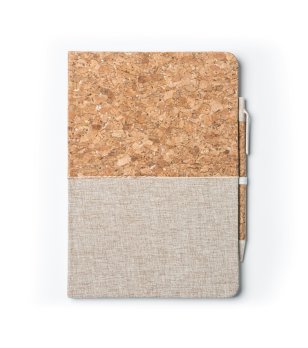 Тефтер с корица от корк и памучен текстил ROBIN снимка