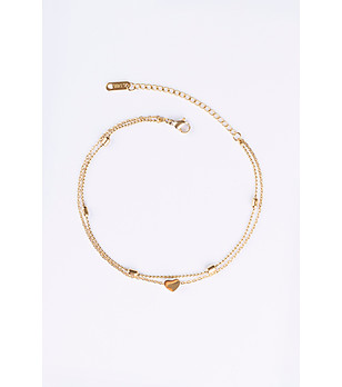 Позлатена дамска гривна със сърце снимка