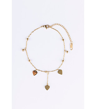 Позлатена дамска гривна със сърца снимка