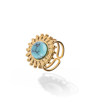 Ефектен дамски пръстен  със син камък снимка