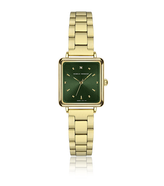 Дамски часовник в златисто и зелено снимка