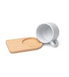 Комплект от матова керамична чаша и бамбукова подложка GEISA-1 снимка